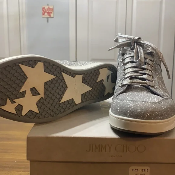 Jimmy Choo Miami glitter sneakers in silver - Picture 4 of 4